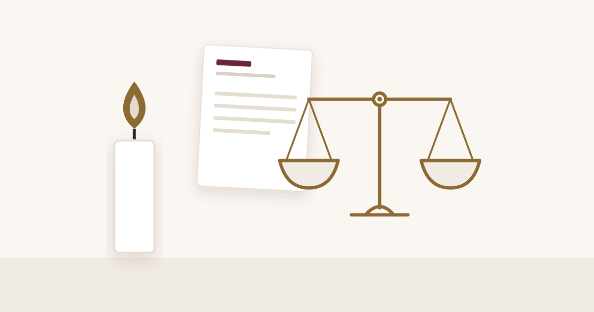 Bougie, document et balance de la justice